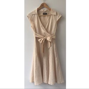 Liz Claiborne Eyelet Dress w/ Collar & Wrap Front.